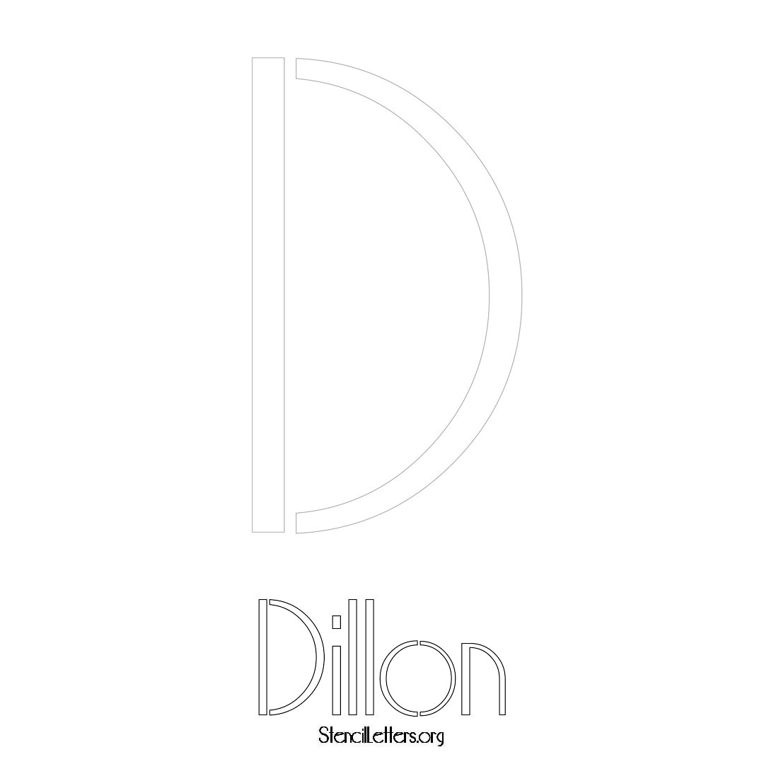 Dillon printable name initial stencil in Art Deco Lettering