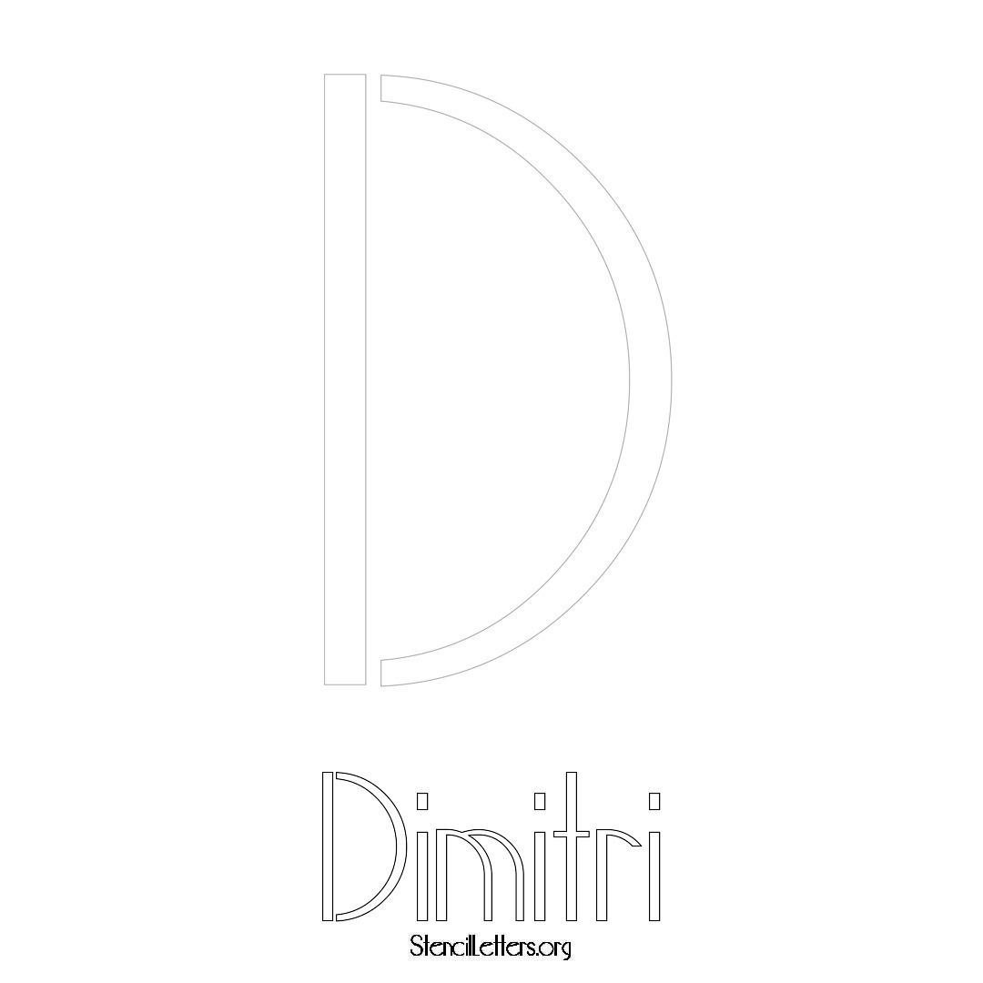 Dimitri printable name initial stencil in Art Deco Lettering