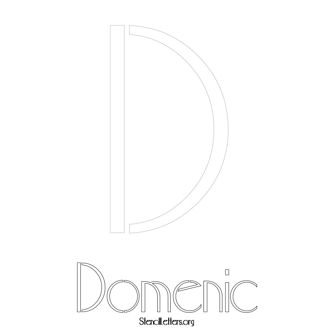 Domenic printable name initial stencil in Art Deco Lettering