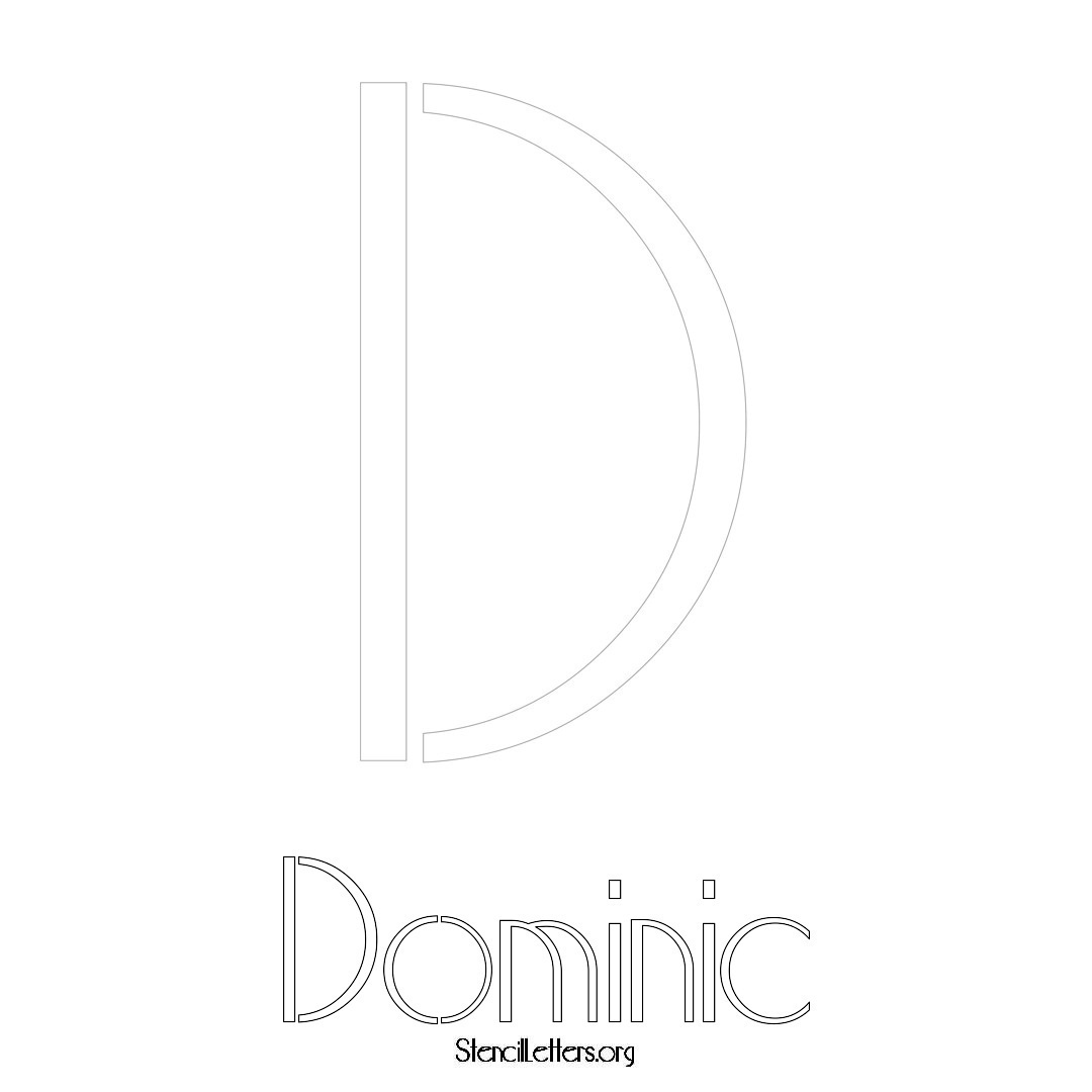Dominic printable name initial stencil in Art Deco Lettering