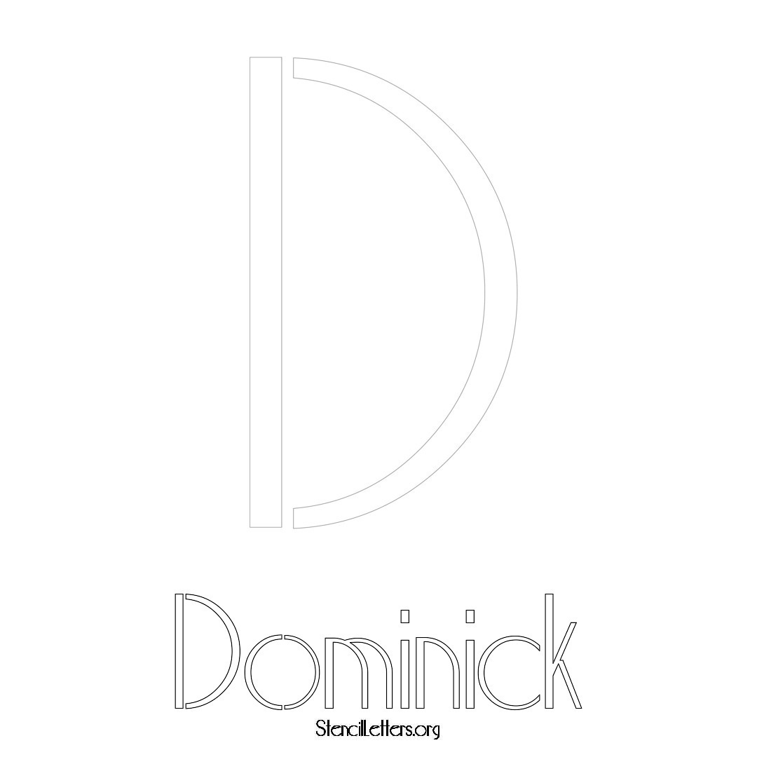 Dominick printable name initial stencil in Art Deco Lettering