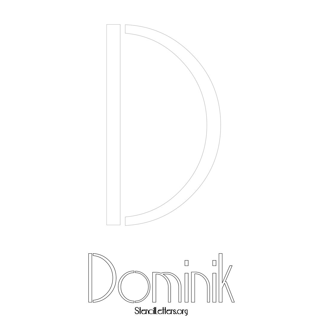Dominik printable name initial stencil in Art Deco Lettering