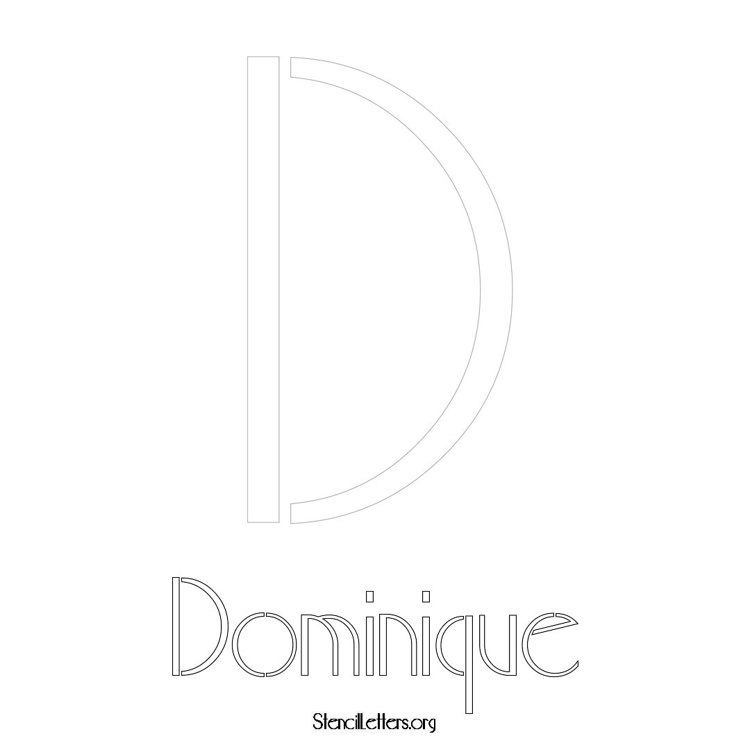 Dominique printable name initial stencil in Art Deco Lettering
