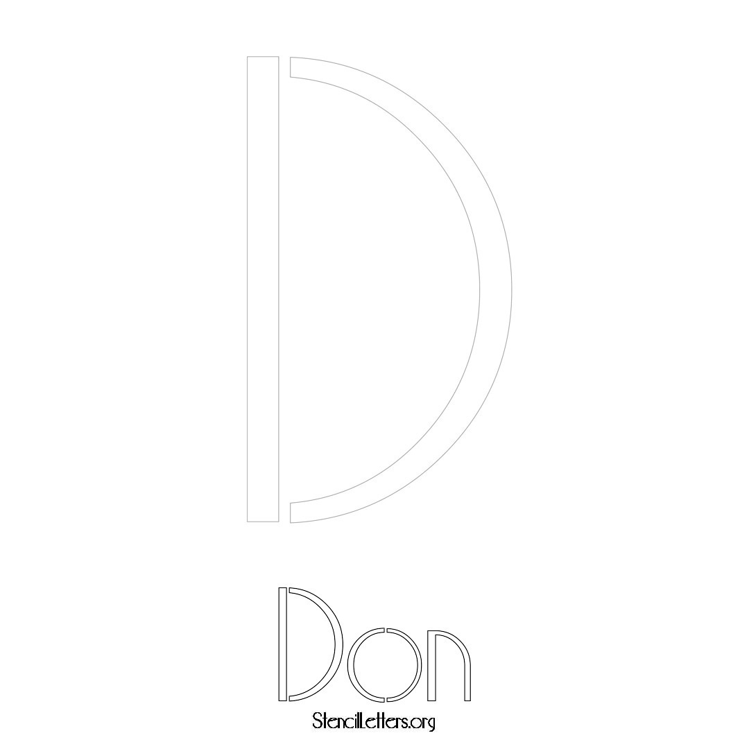 Don printable name initial stencil in Art Deco Lettering