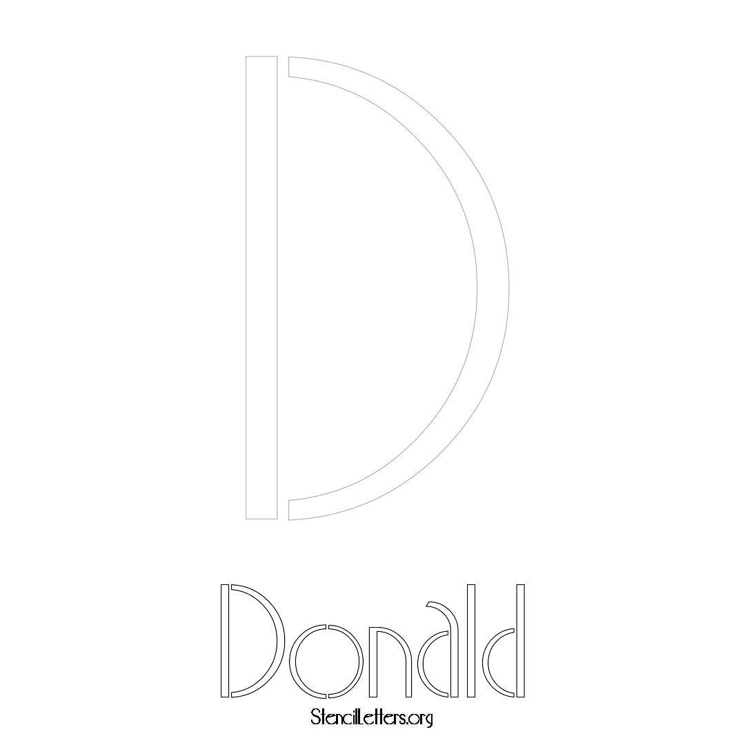 Donald printable name initial stencil in Art Deco Lettering