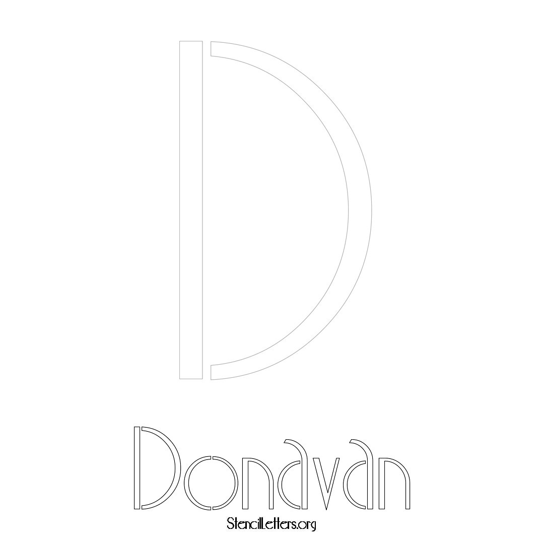 Donavan printable name initial stencil in Art Deco Lettering