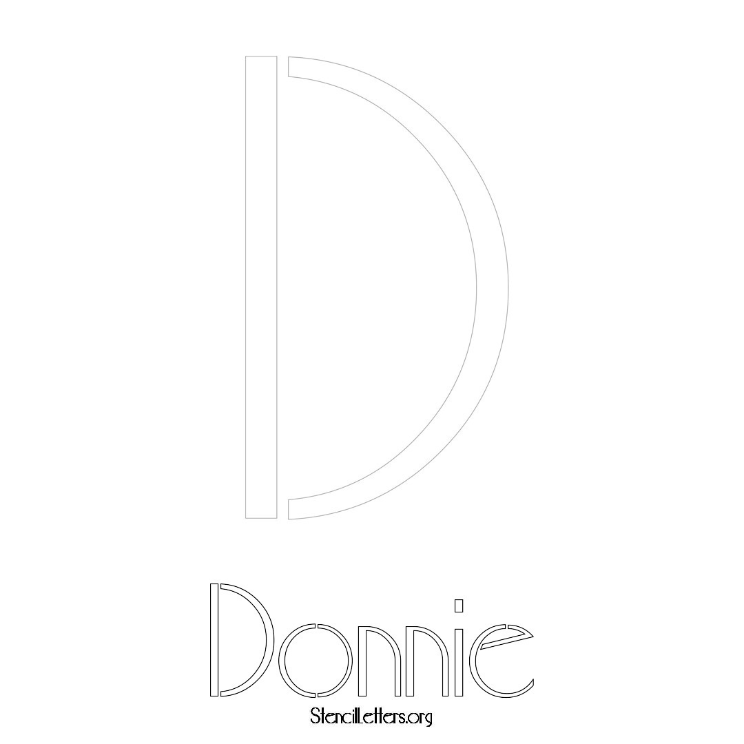 Donnie printable name initial stencil in Art Deco Lettering