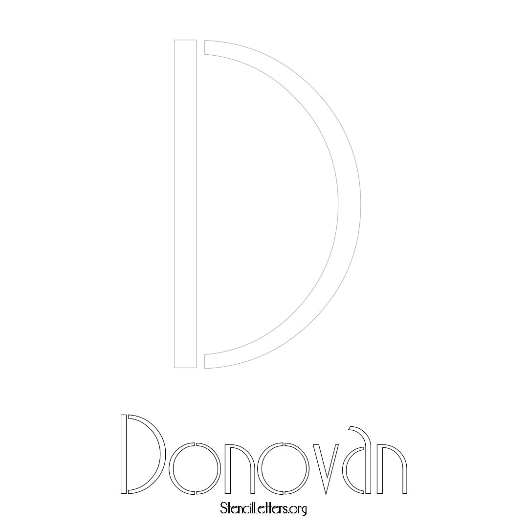 Donovan printable name initial stencil in Art Deco Lettering