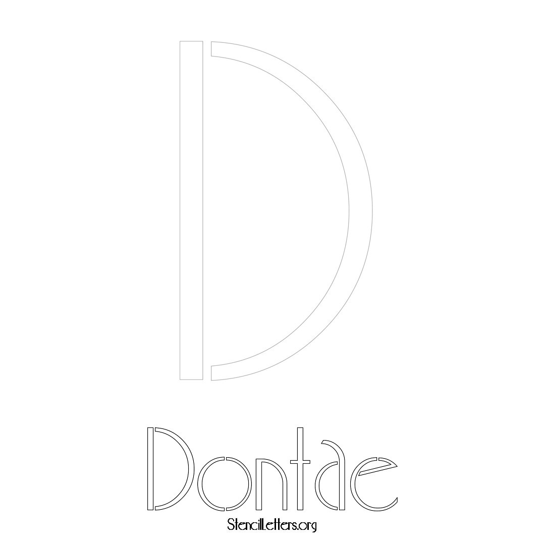 Dontae printable name initial stencil in Art Deco Lettering