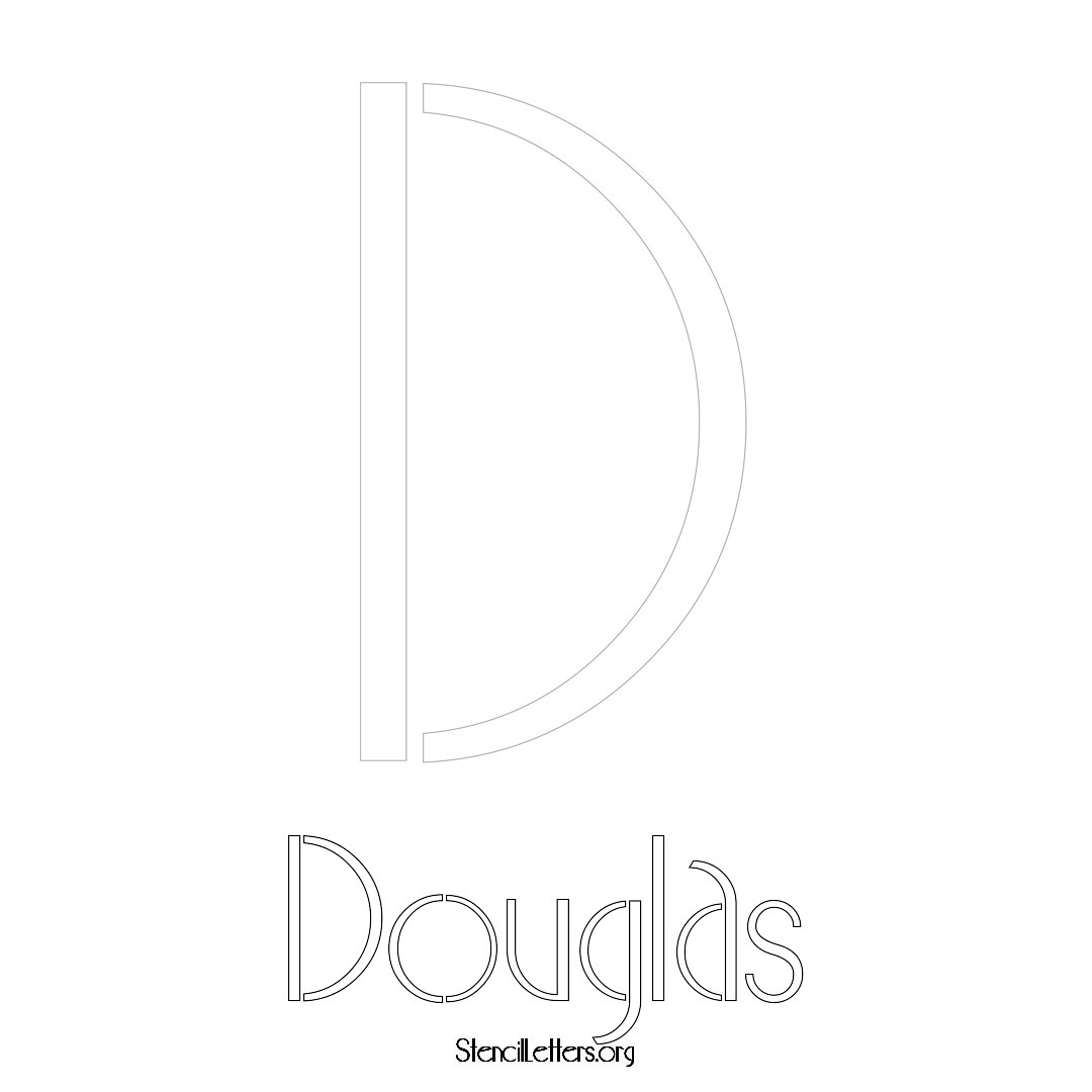 Douglas printable name initial stencil in Art Deco Lettering