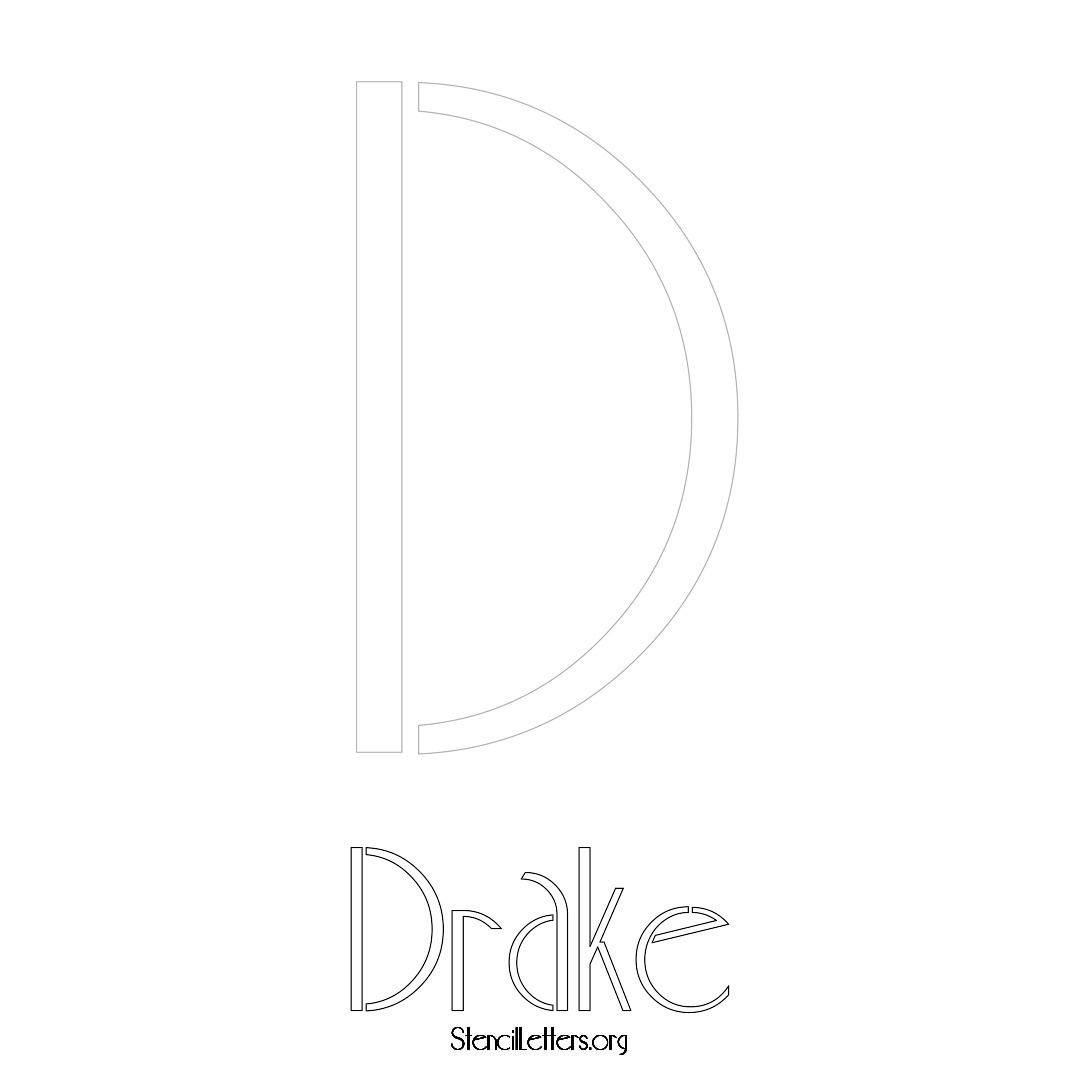 Drake printable name initial stencil in Art Deco Lettering