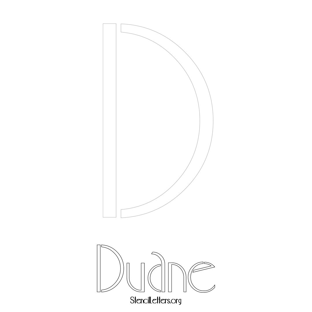 Duane printable name initial stencil in Art Deco Lettering