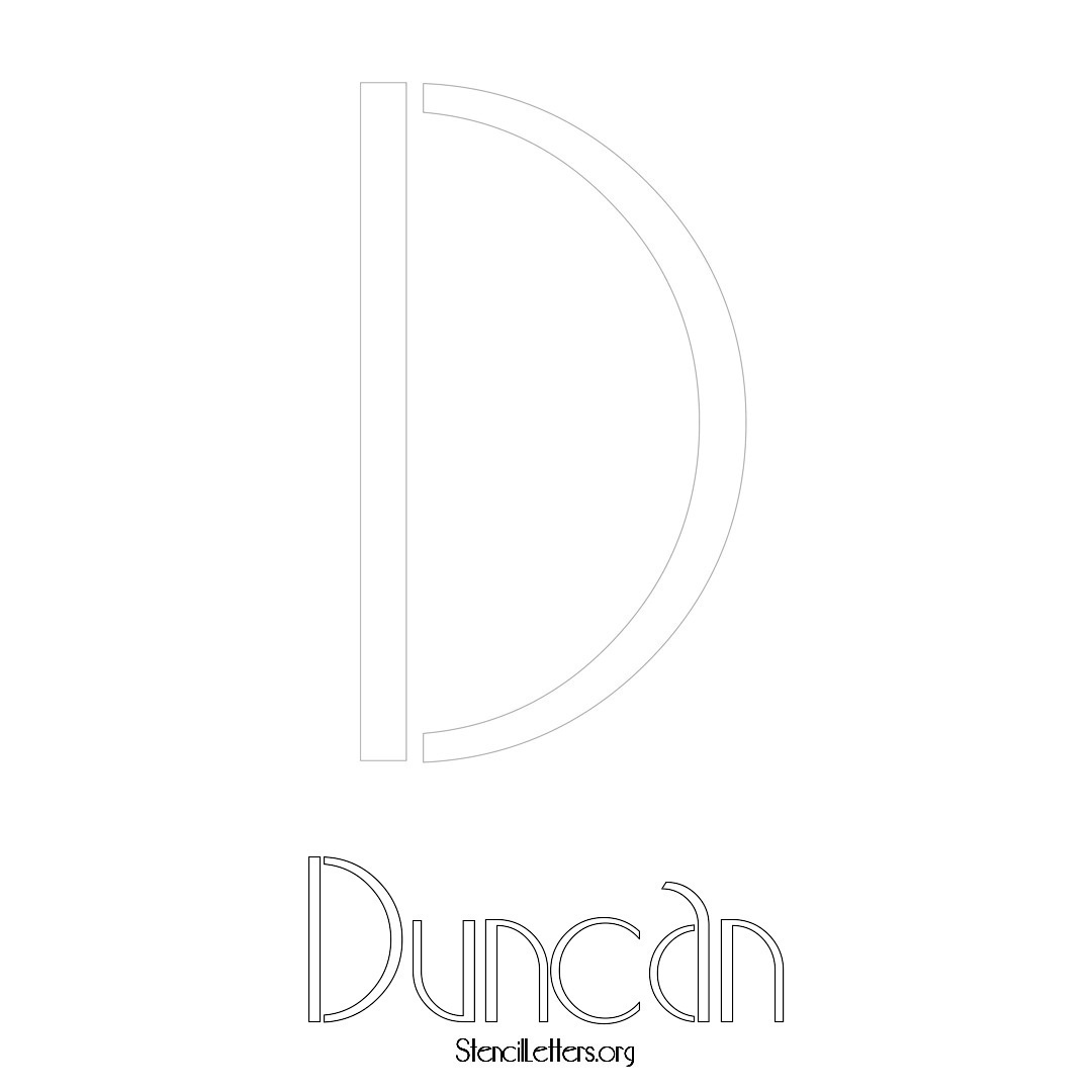 Duncan printable name initial stencil in Art Deco Lettering