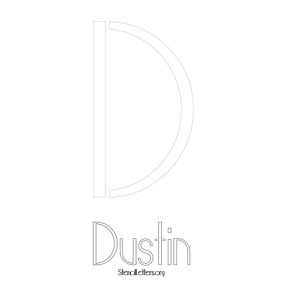 Dustin printable name initial stencil in Art Deco Lettering