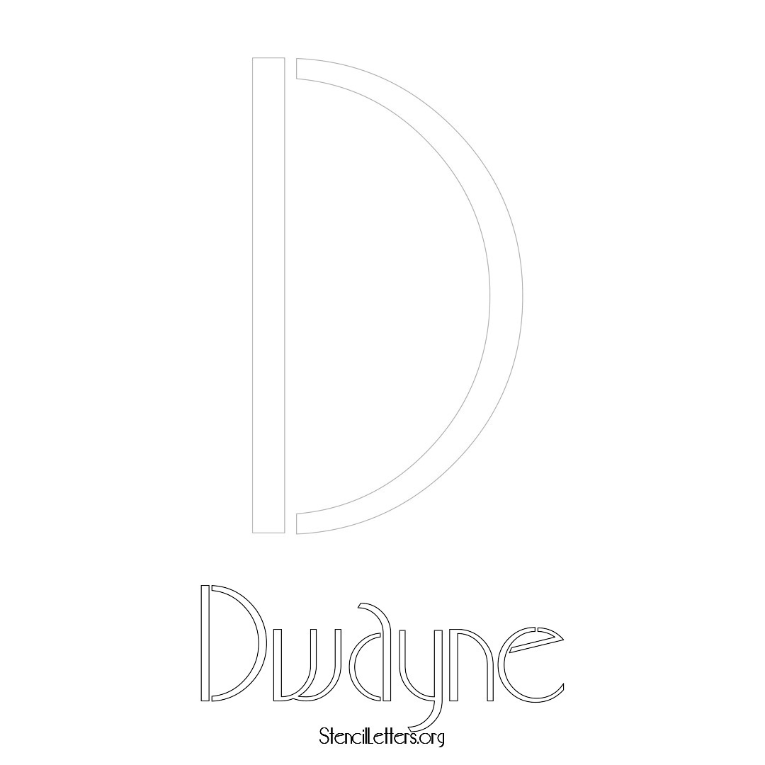 Dwayne printable name initial stencil in Art Deco Lettering