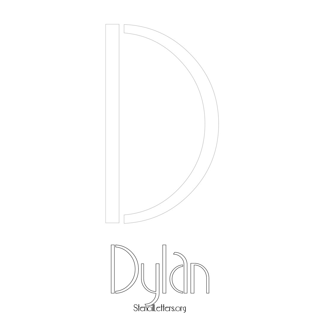 Dylan printable name initial stencil in Art Deco Lettering