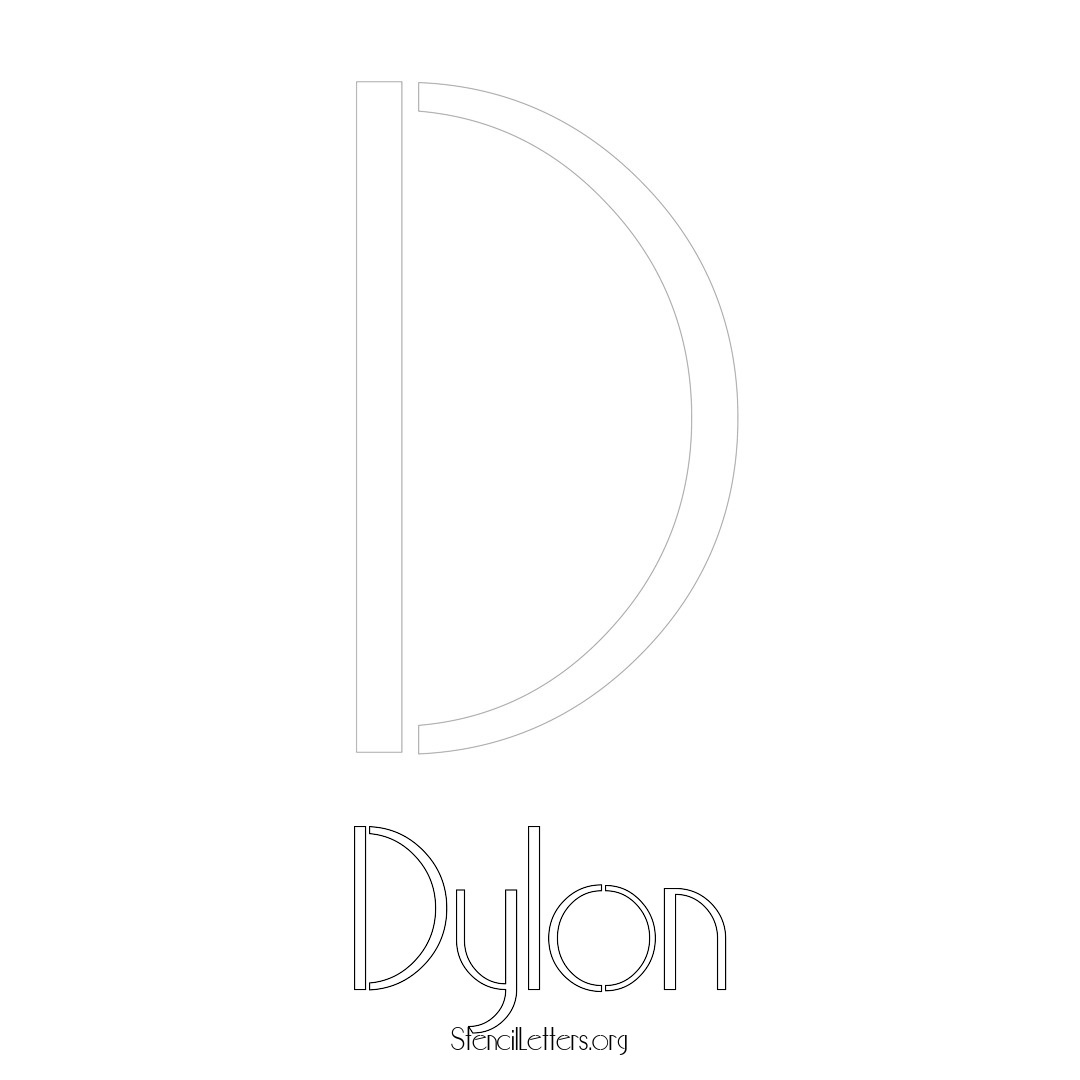 Dylon printable name initial stencil in Art Deco Lettering