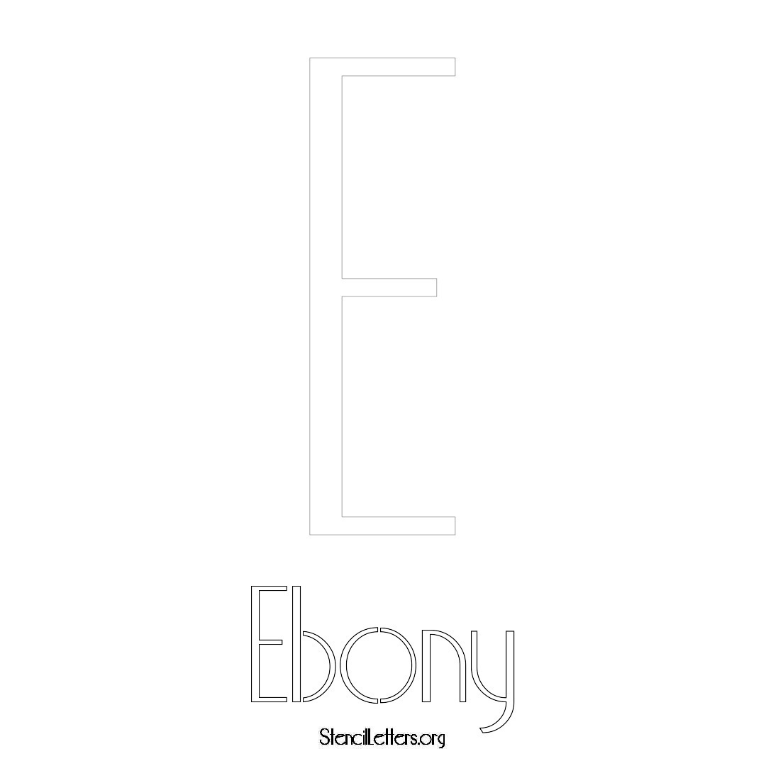 Ebony printable name initial stencil in Art Deco Lettering