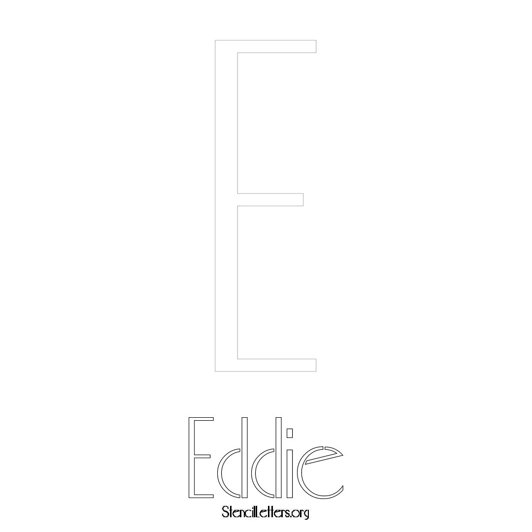 Eddie printable name initial stencil in Art Deco Lettering