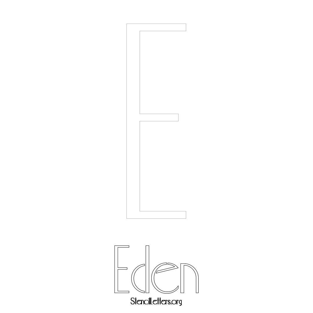 Eden printable name initial stencil in Art Deco Lettering