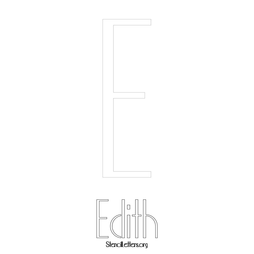 Edith printable name initial stencil in Art Deco Lettering