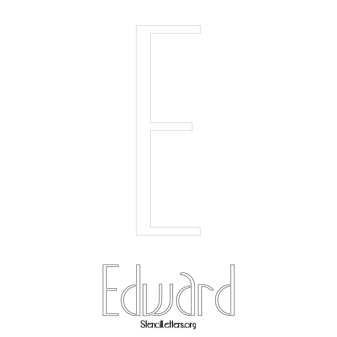 Edward printable name initial stencil in Art Deco Lettering