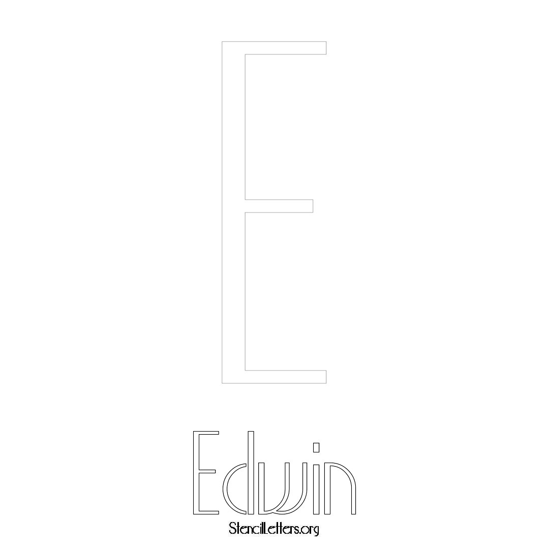 Edwin printable name initial stencil in Art Deco Lettering