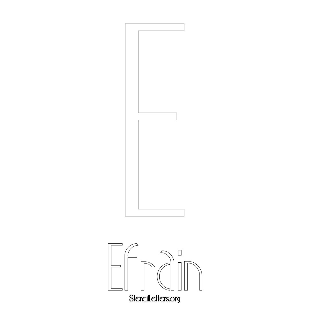 Efrain printable name initial stencil in Art Deco Lettering