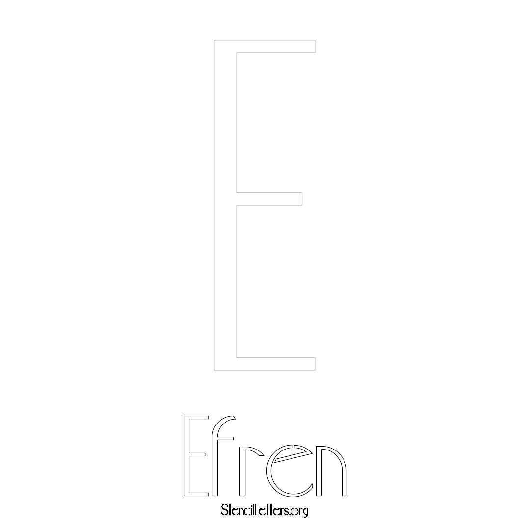 Efren printable name initial stencil in Art Deco Lettering
