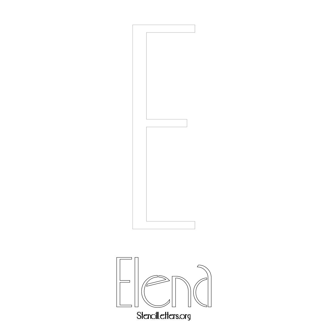 Elena printable name initial stencil in Art Deco Lettering