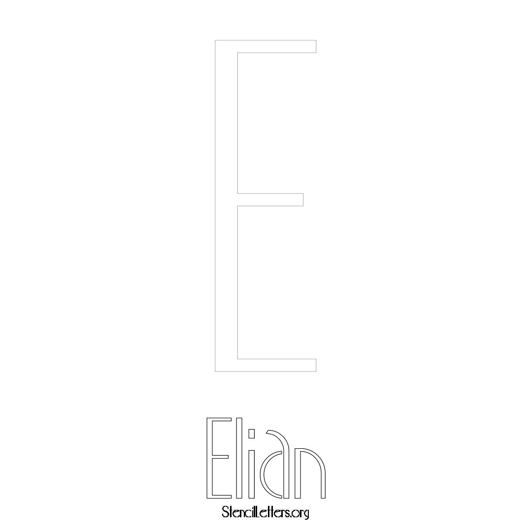 Elian printable name initial stencil in Art Deco Lettering