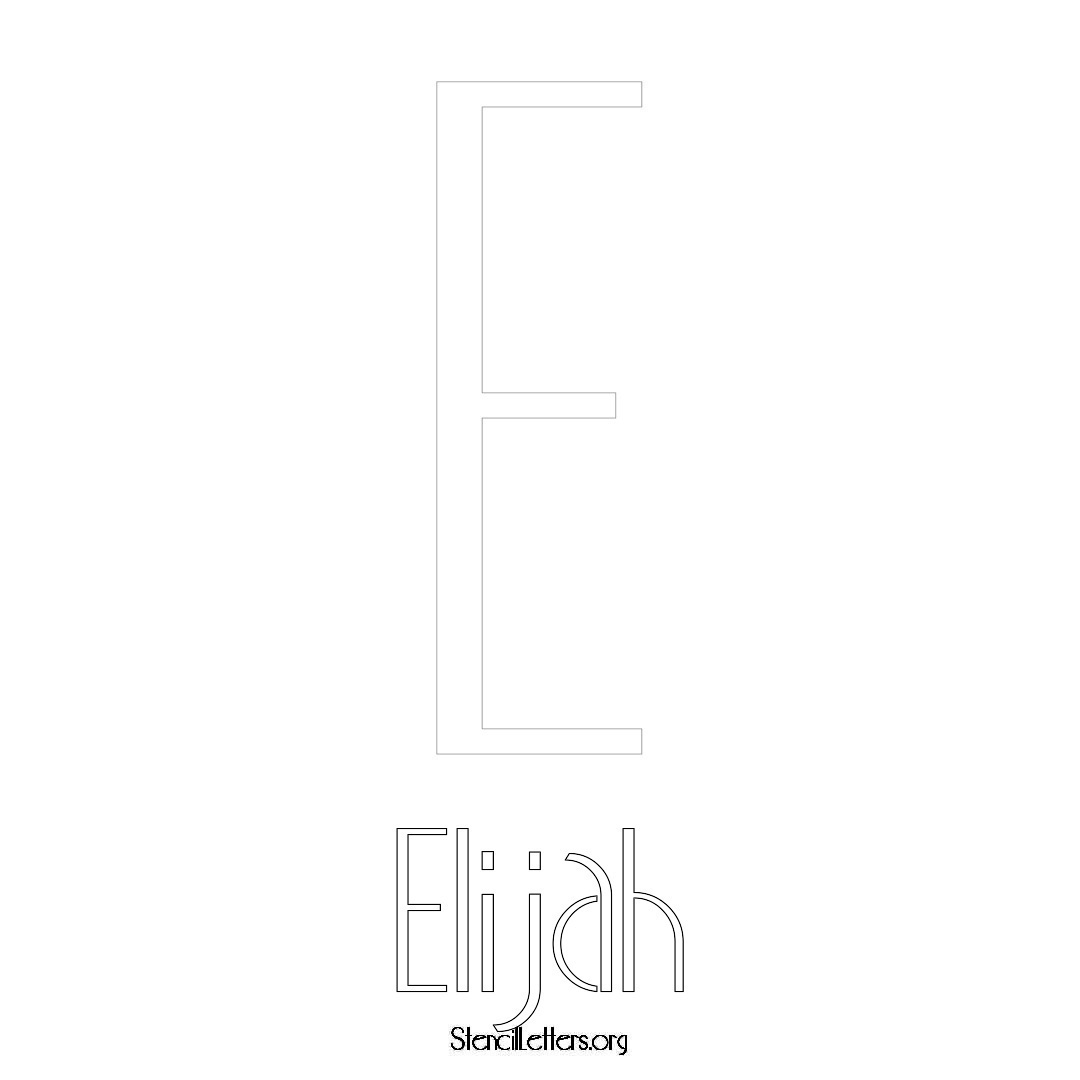 Elijah printable name initial stencil in Art Deco Lettering