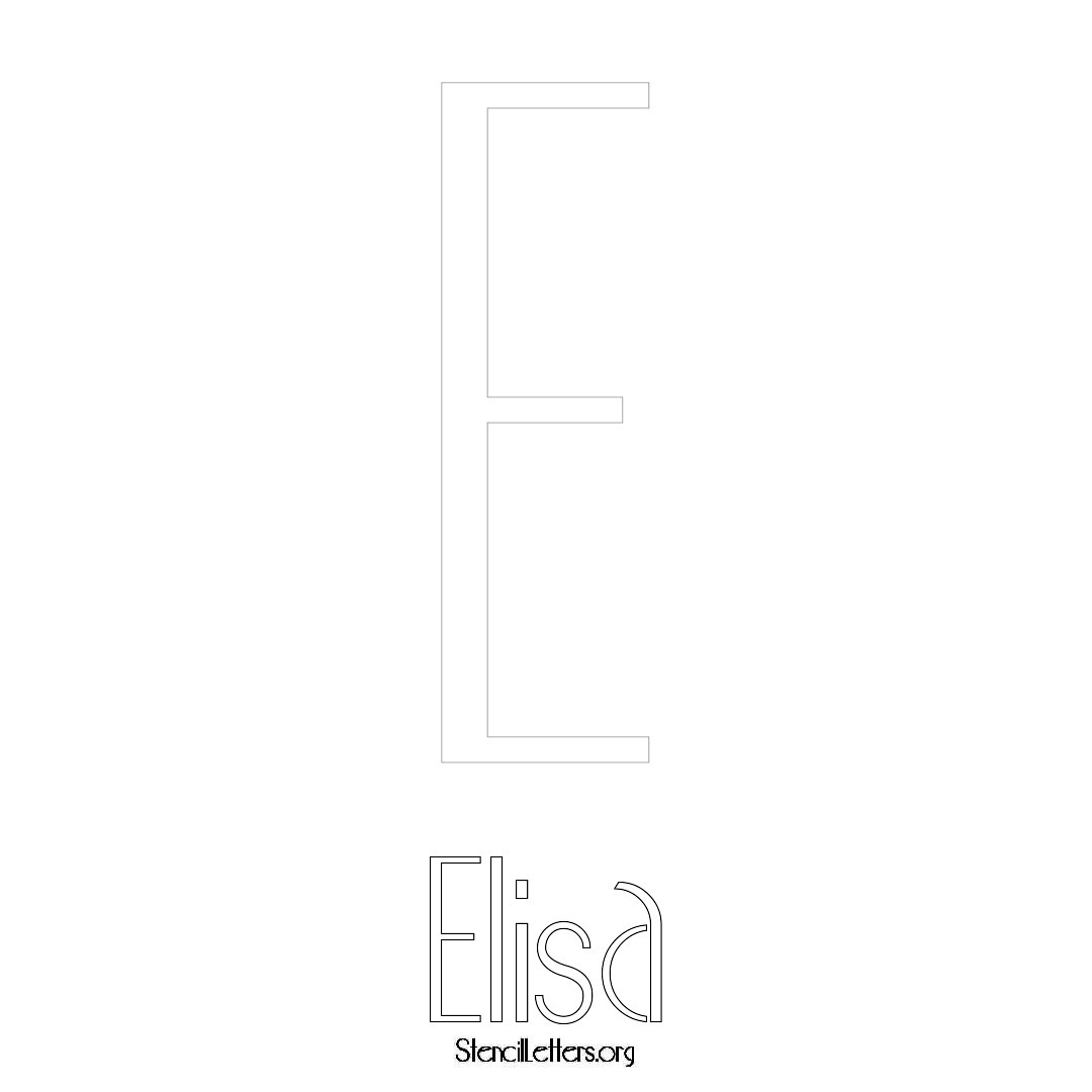 Elisa printable name initial stencil in Art Deco Lettering