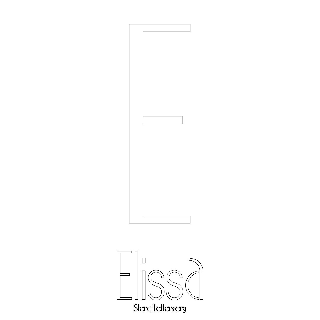 Elissa printable name initial stencil in Art Deco Lettering