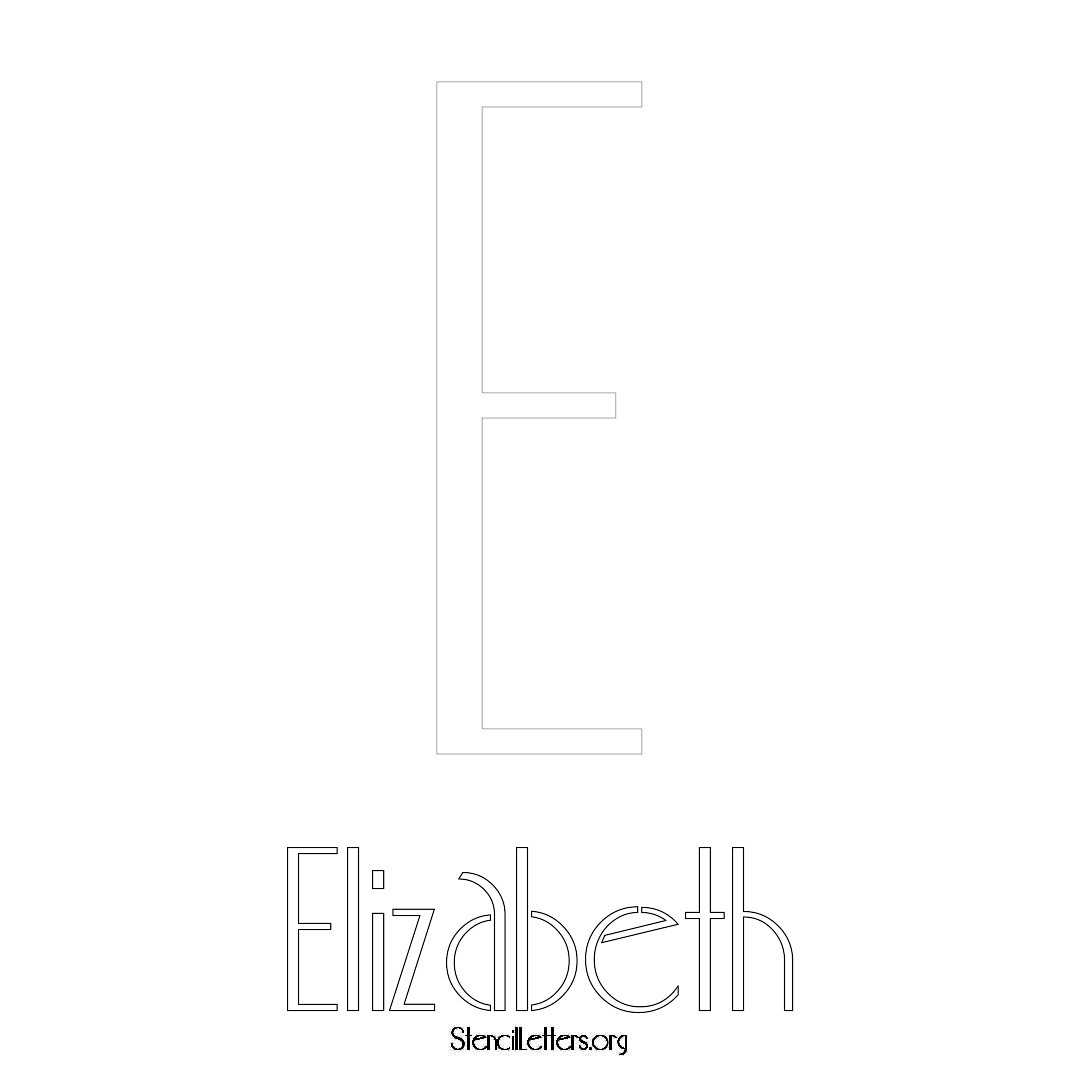 Elizabeth printable name initial stencil in Art Deco Lettering