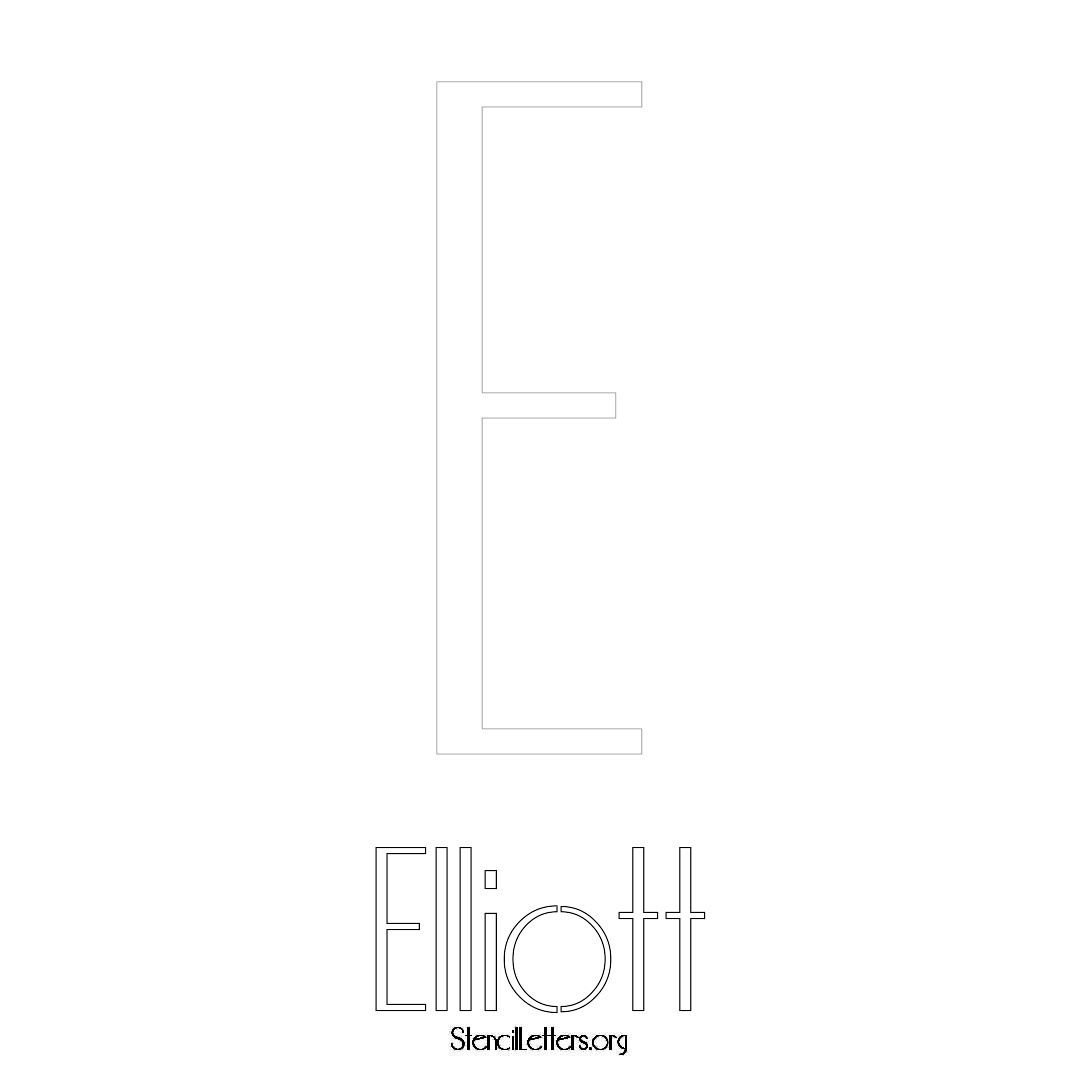 Elliott printable name initial stencil in Art Deco Lettering