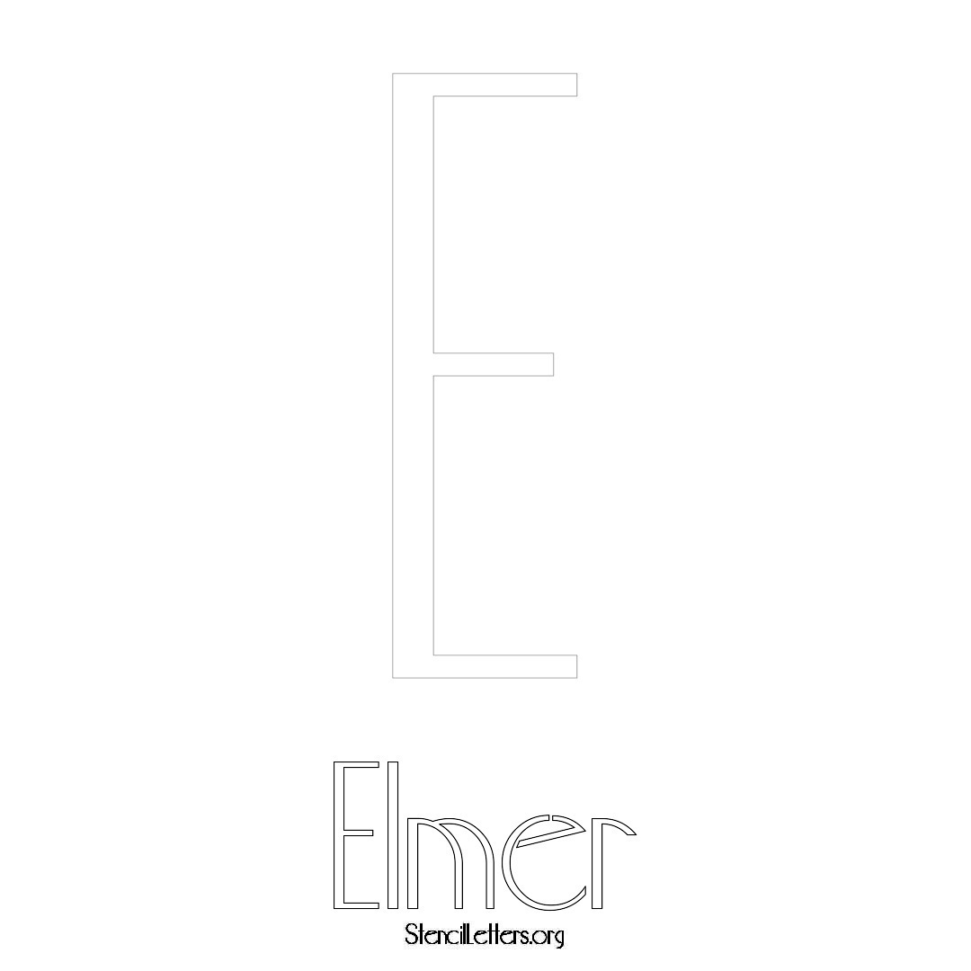 Elmer printable name initial stencil in Art Deco Lettering