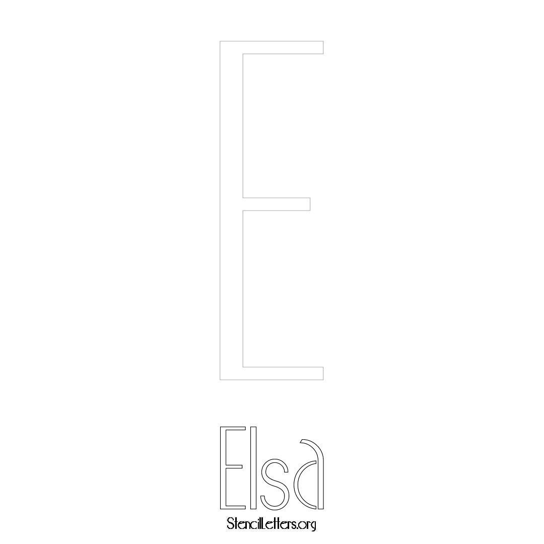 Elsa printable name initial stencil in Art Deco Lettering