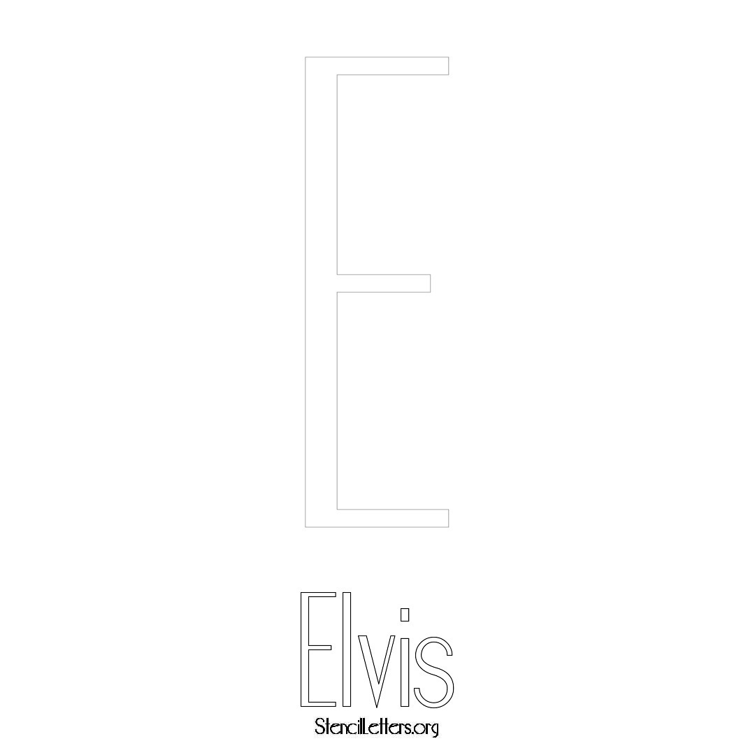 Elvis printable name initial stencil in Art Deco Lettering