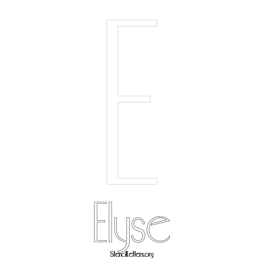 Elyse printable name initial stencil in Art Deco Lettering