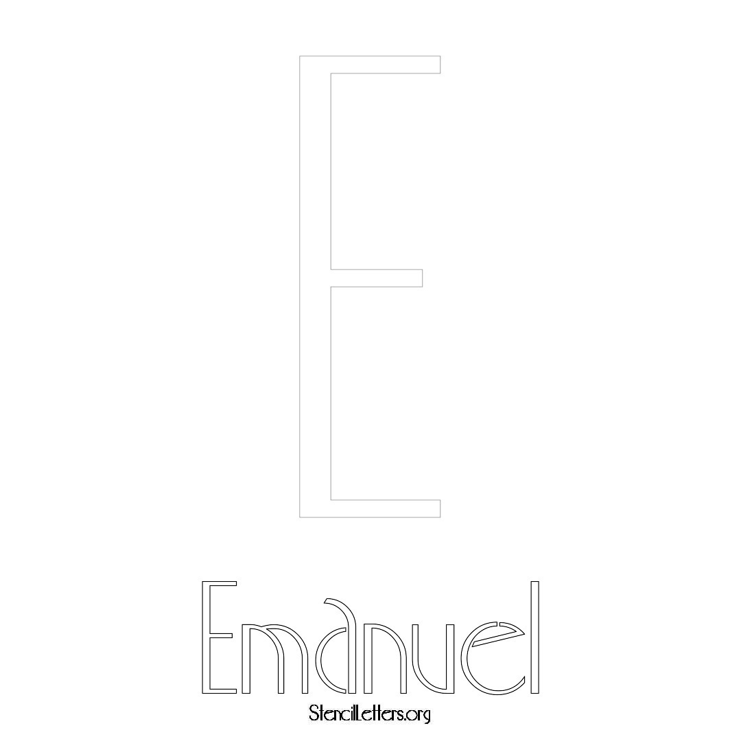 Emanuel printable name initial stencil in Art Deco Lettering