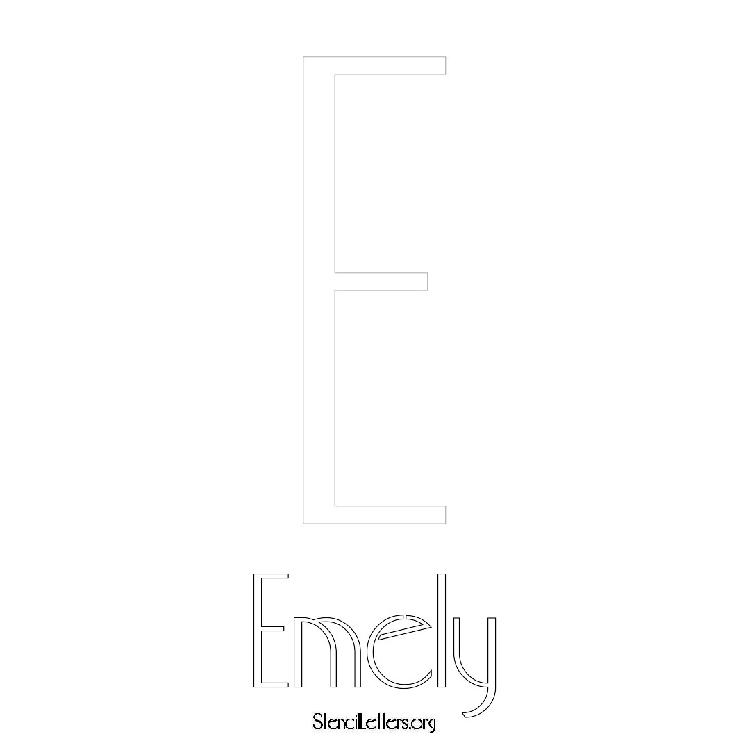 Emely printable name initial stencil in Art Deco Lettering