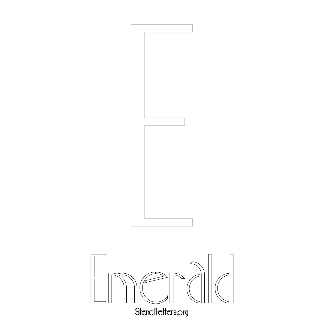 Emerald printable name initial stencil in Art Deco Lettering