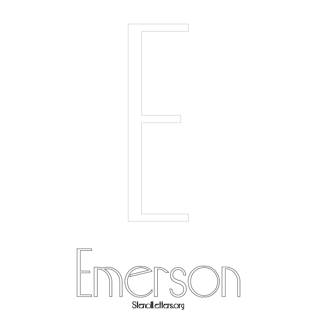 Emerson printable name initial stencil in Art Deco Lettering
