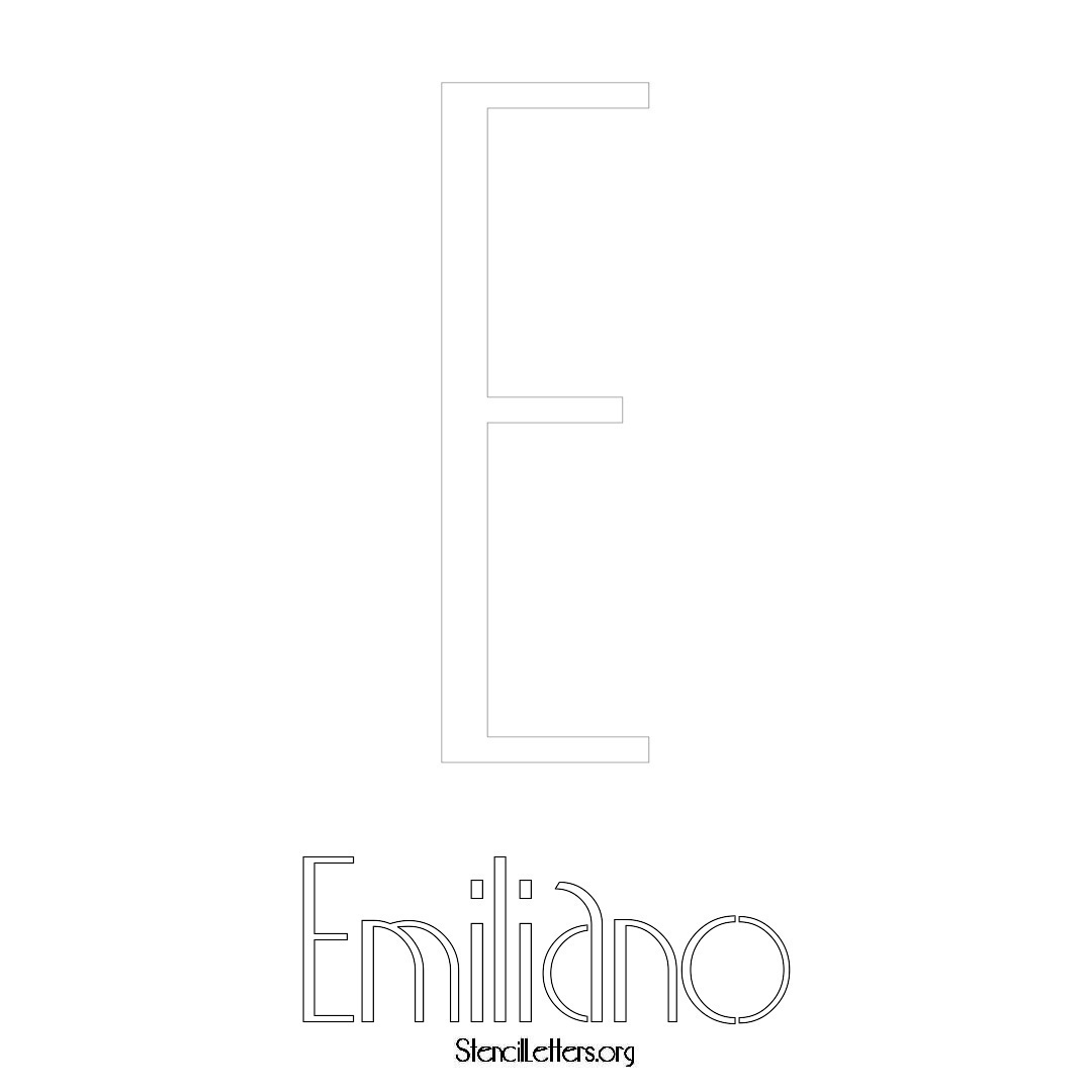 Emiliano printable name initial stencil in Art Deco Lettering