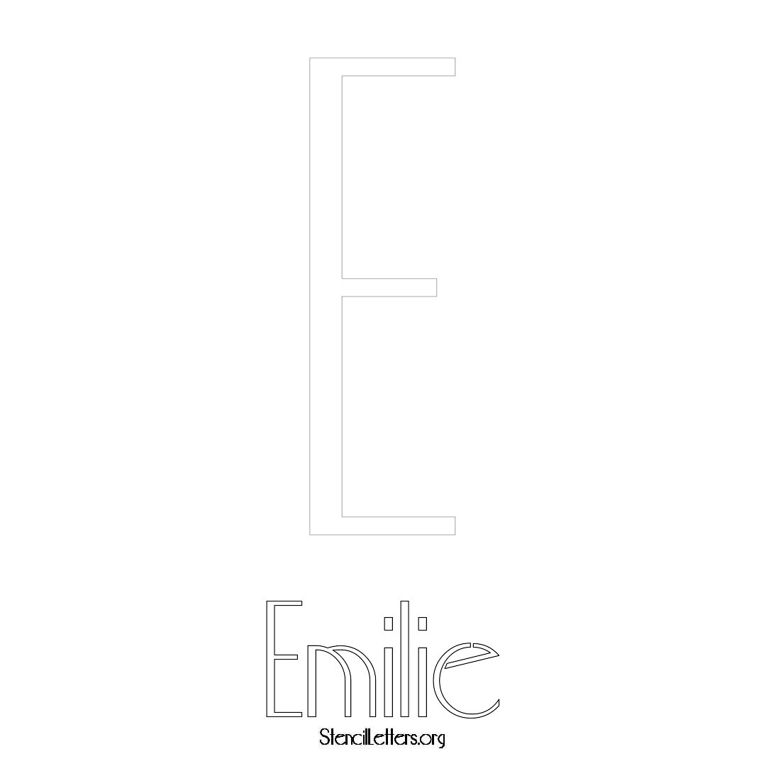 Emilie printable name initial stencil in Art Deco Lettering