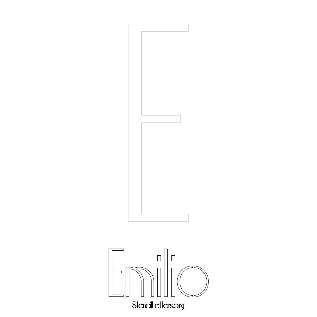 Emilio printable name initial stencil in Art Deco Lettering