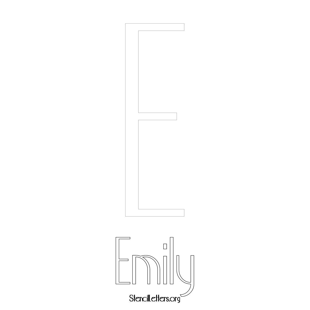 Emily printable name initial stencil in Art Deco Lettering
