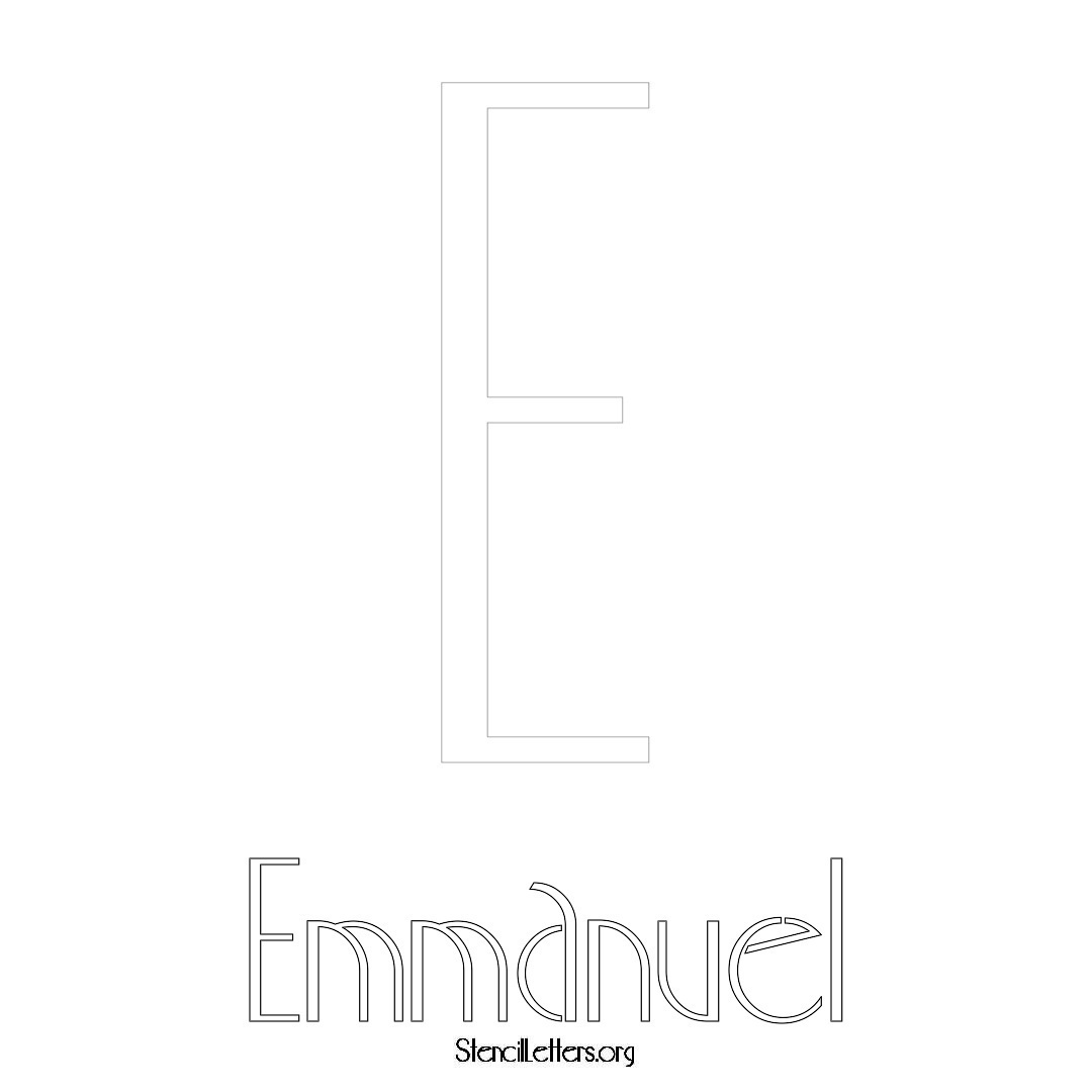 Emmanuel printable name initial stencil in Art Deco Lettering