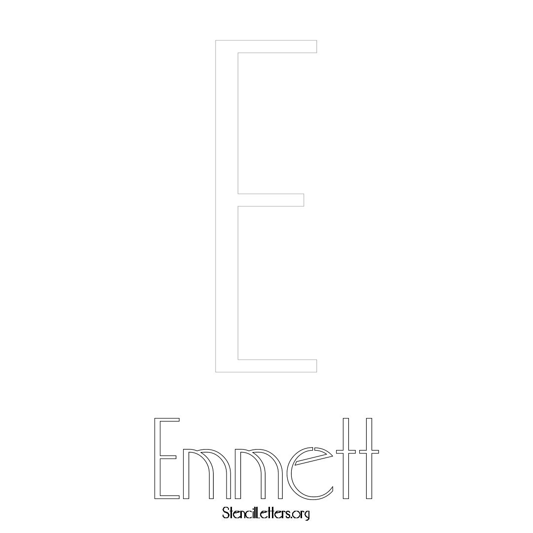 Emmett printable name initial stencil in Art Deco Lettering